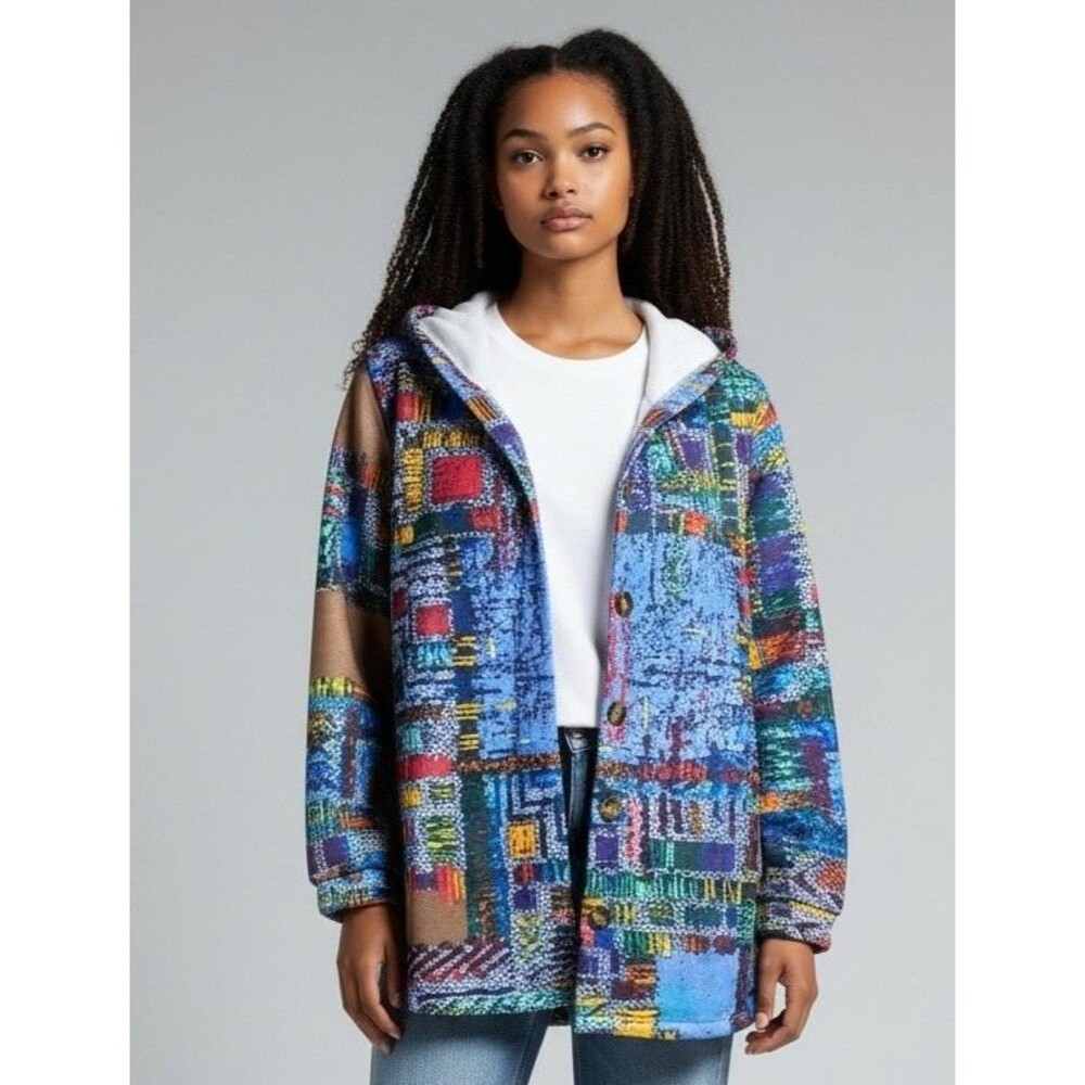 Harper and Wells of Boston NWT womens buttoned artsy hooded jacket Medium